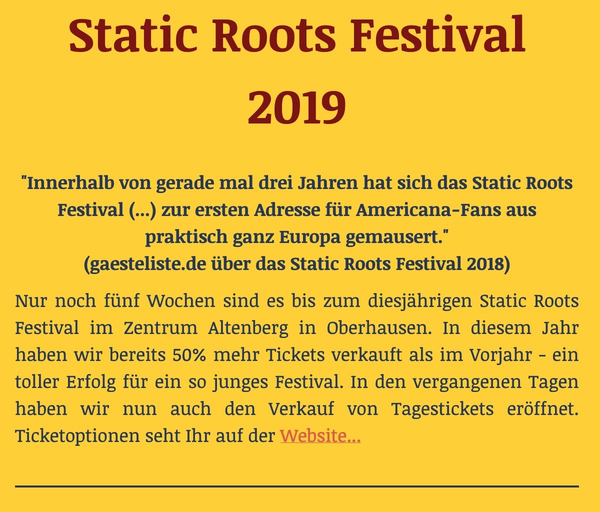 Static Roots Festival 2019 Newsletter #2