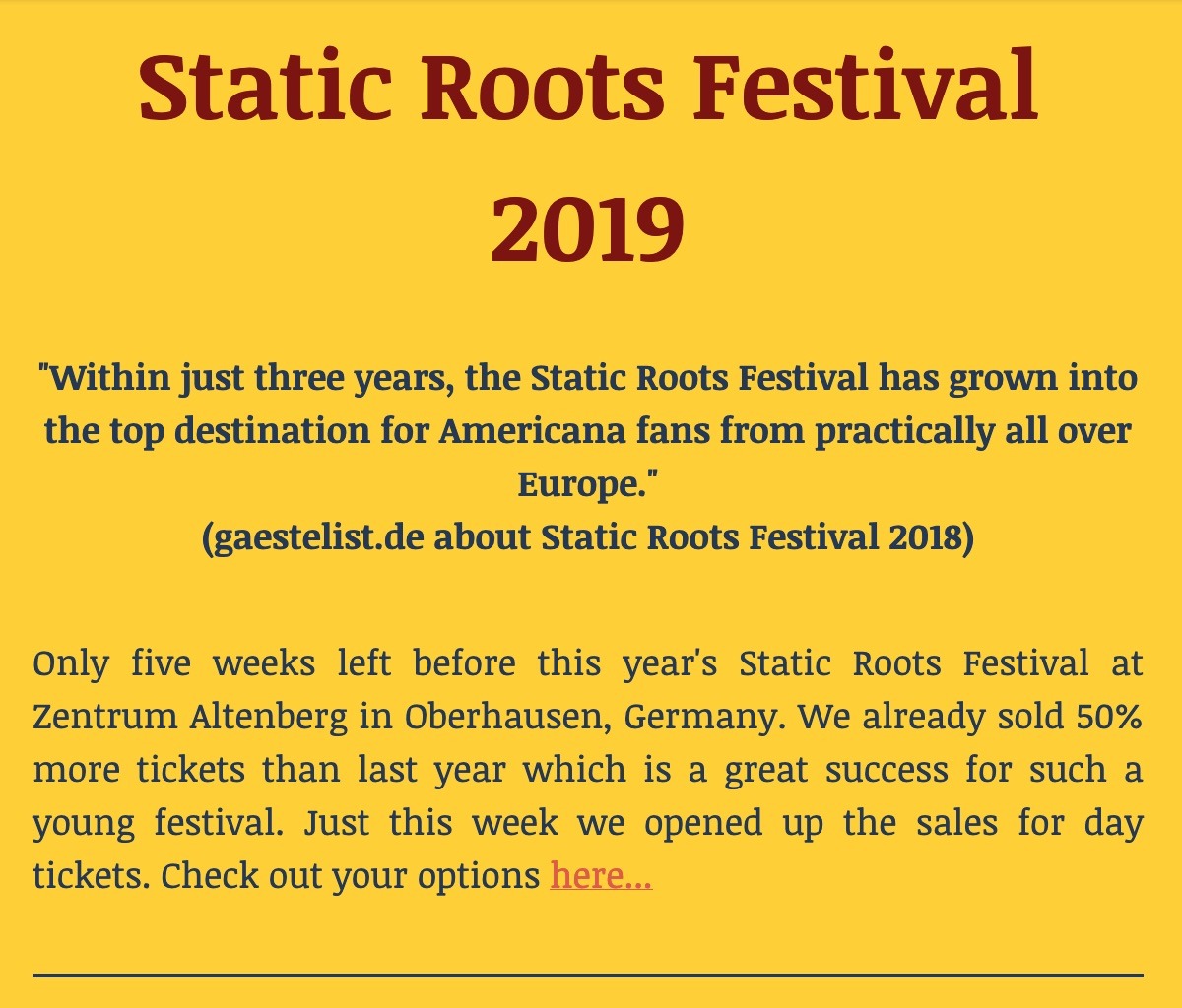 Static Roots Festival 2019 - Newsletter #2 english