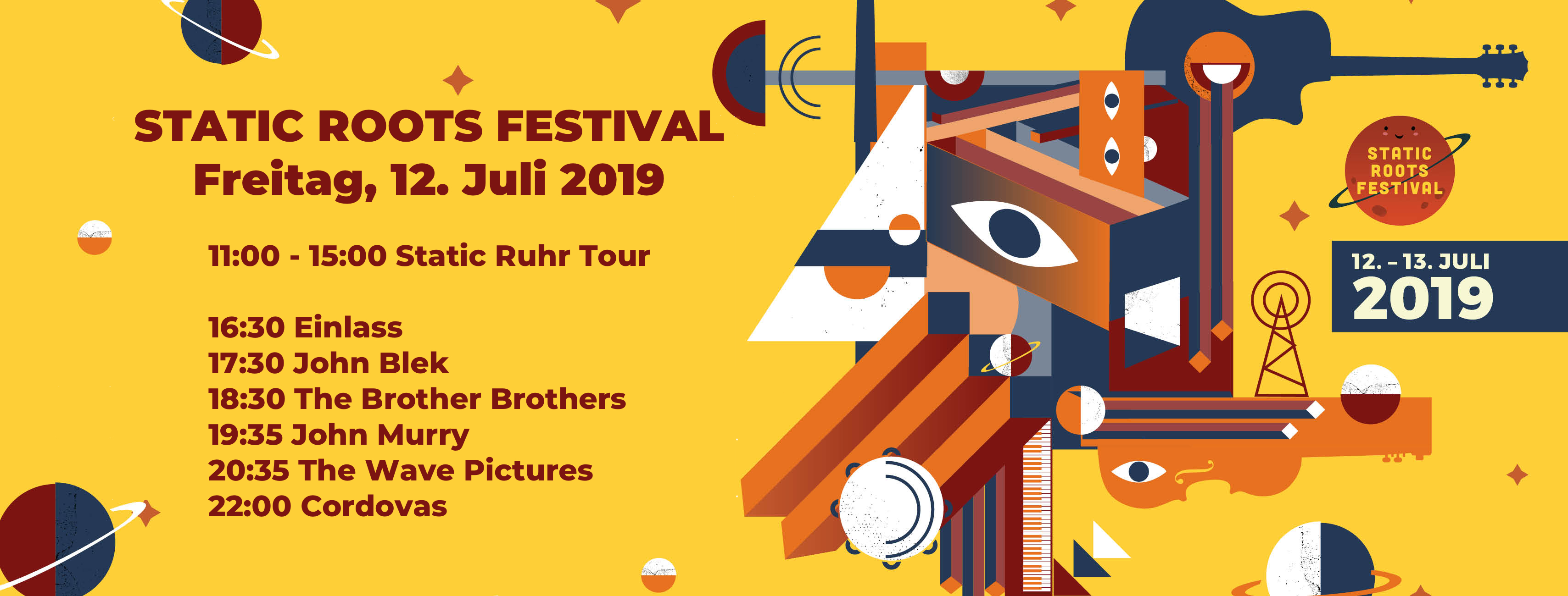 Zeitplan für das Static Roots Festival 2019 / Freitag, 12.07.2019